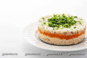 Салат мимоза с плавленым сыром