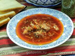 Борщ с говядиной и машем