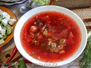 Борщ с вареной свеклой в мультиварке