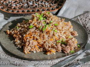 Гречка с фаршем в мультиварке