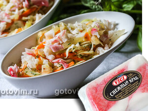 Легкий овощной салат с крабовыми палочками «Снежный краб» VIČI