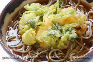 ��������� ����� ���� � ������� �������� (Kakiage Soba Noodles Recipe/Hot Soba with Mixed Vegetable Tempura)