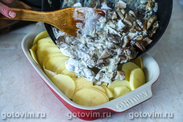 Как приготовить Картофель с грибами в духовке просто рецепт пошаговый