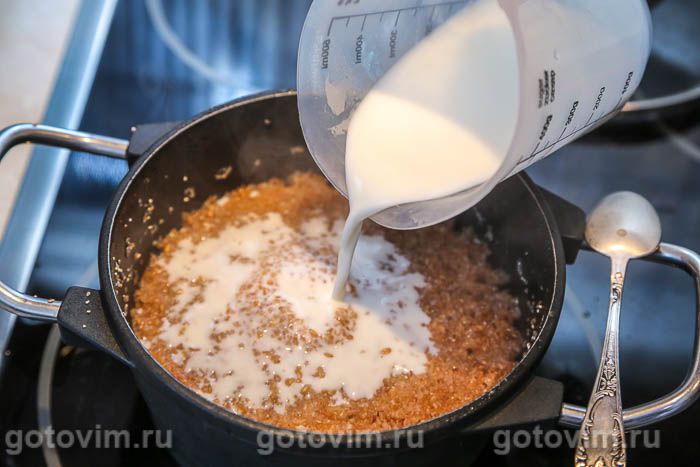 Пшеничная каша на воде с молоком (несладкая)