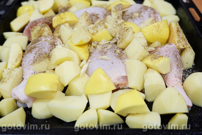 Куриные окорочка с картошкой в духовке - рецепт автора Виктория Сайбель 🌳
