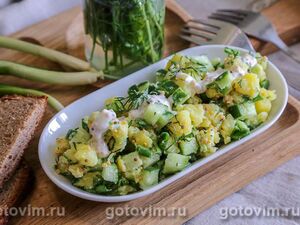 Картофельный салат со свежими огурцами