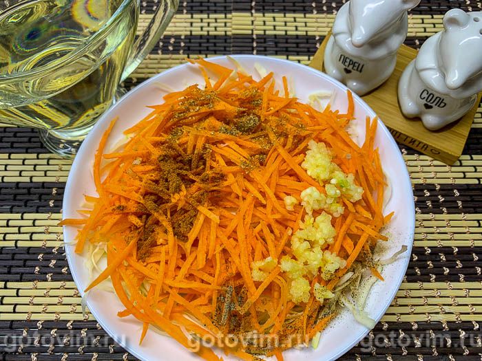 Салат из белокочанной капусты и моркови по-корейски–Рецепт
