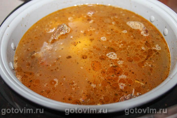 Суп с ребрышками и фасолью в мультиварке