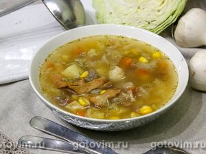 Летний суп из свежей кукурузы с лисичками